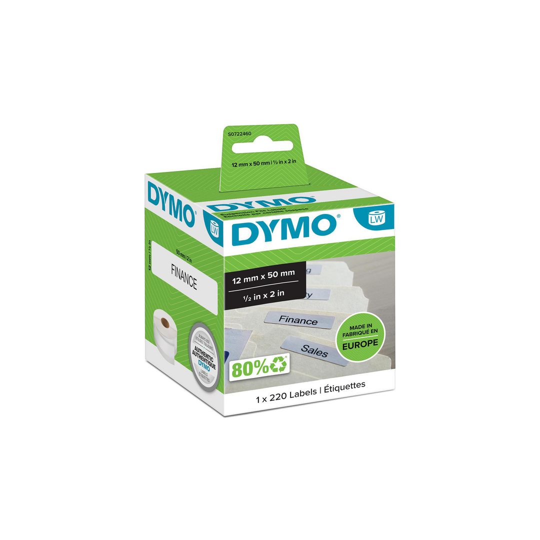 Etikett Dymo LW hängmapp 12x50mm 220/fp