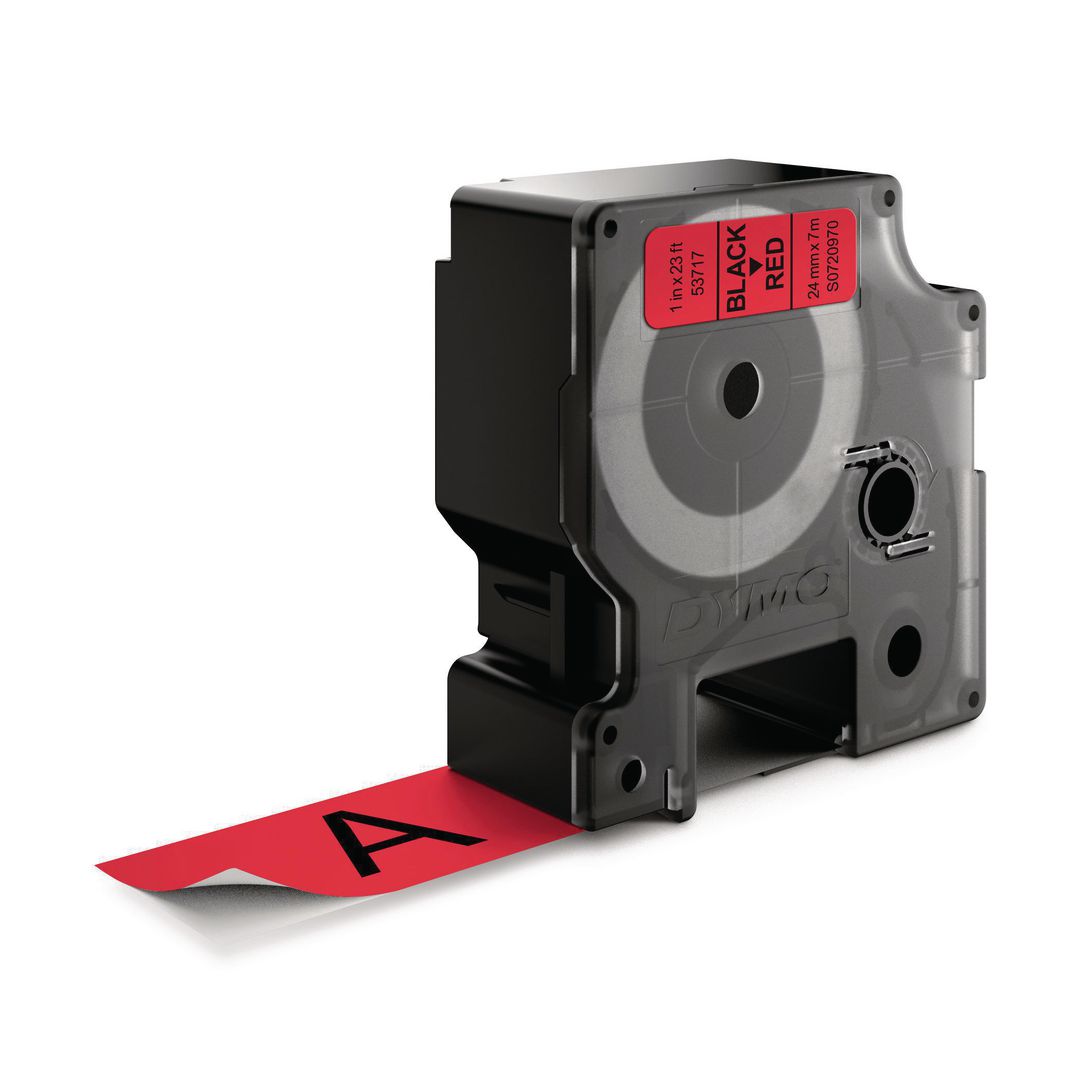 Tape Dymo D1 24mm svart på röd