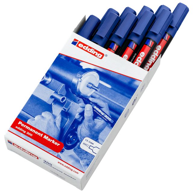 Märkpenna Edding 300 blå (10 pack)