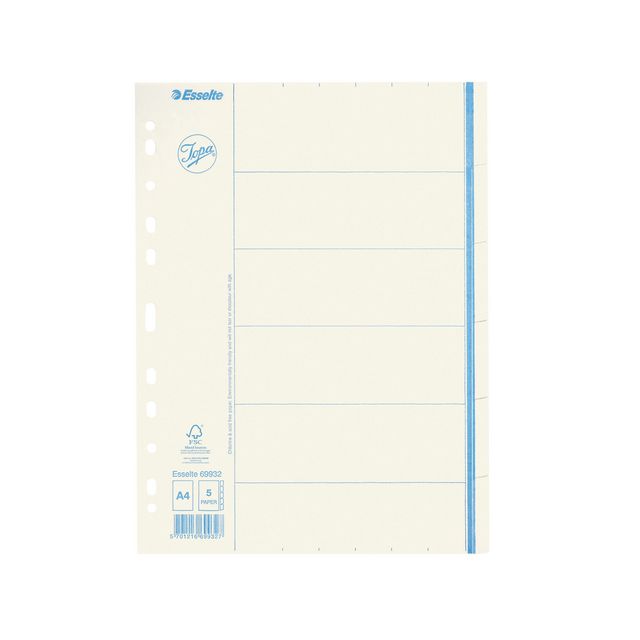 Pappregister Jopa A4 5 flik otr. (20 pack)