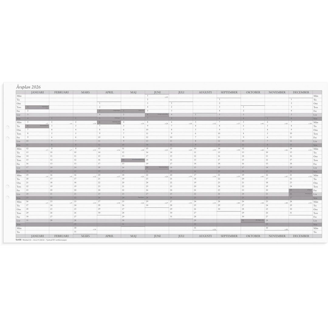 Väggkalender Årsplan 2026 5/fp