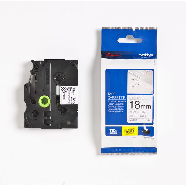 Tape Brother TZESE4 18mm svart på vit