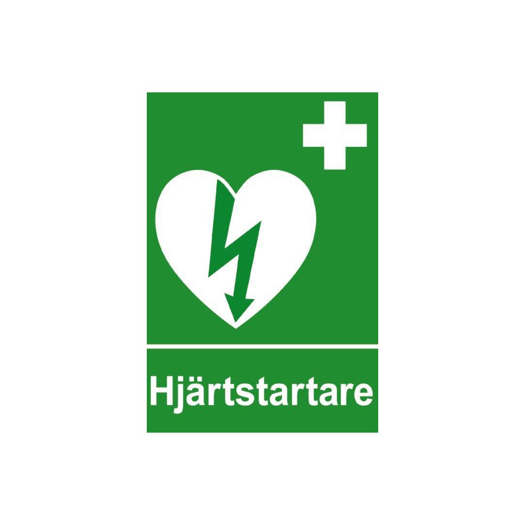 Skylt Hjärtstartare A4, dubbelsidig