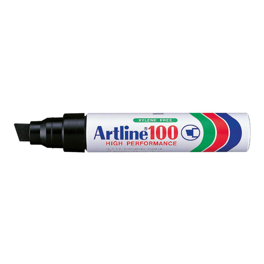 Märkpenna Artline 100 sned 12mm svart (6 pack)