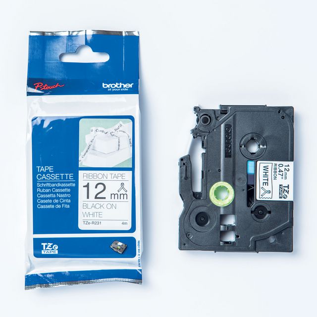 Tape BROTHER TZER231 12mm Svart på Vit