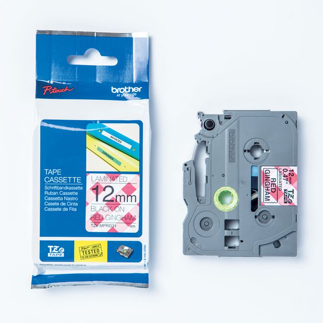 Tape Brother TZEMPRG31 12mm svart på röd
