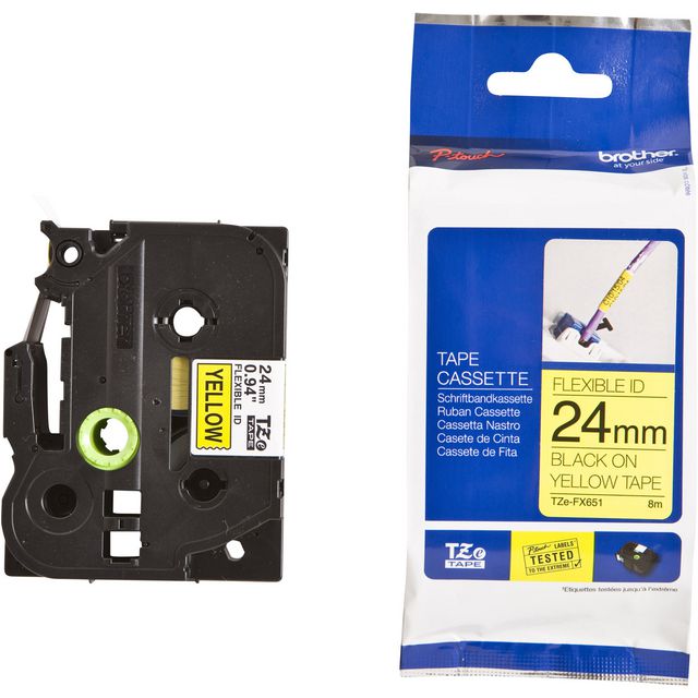 Tape Brother TZEFX651 24mm svart på gul