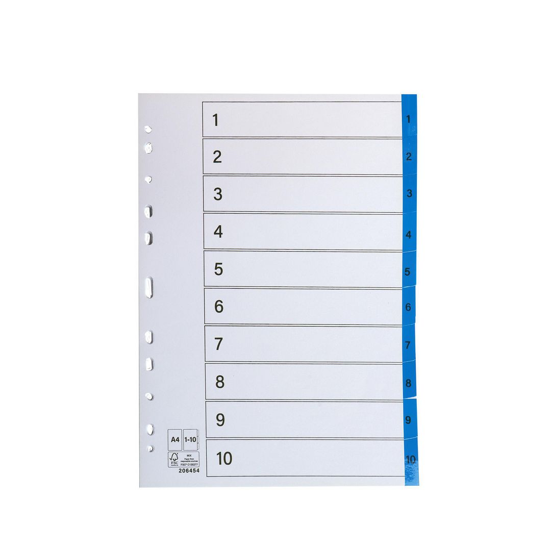 Register plastflik 1-10 blå 10/fp