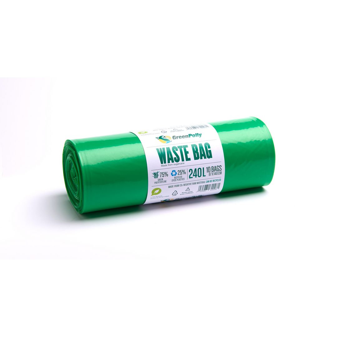 Plastsäck PE 240L 45my grön 10/rl