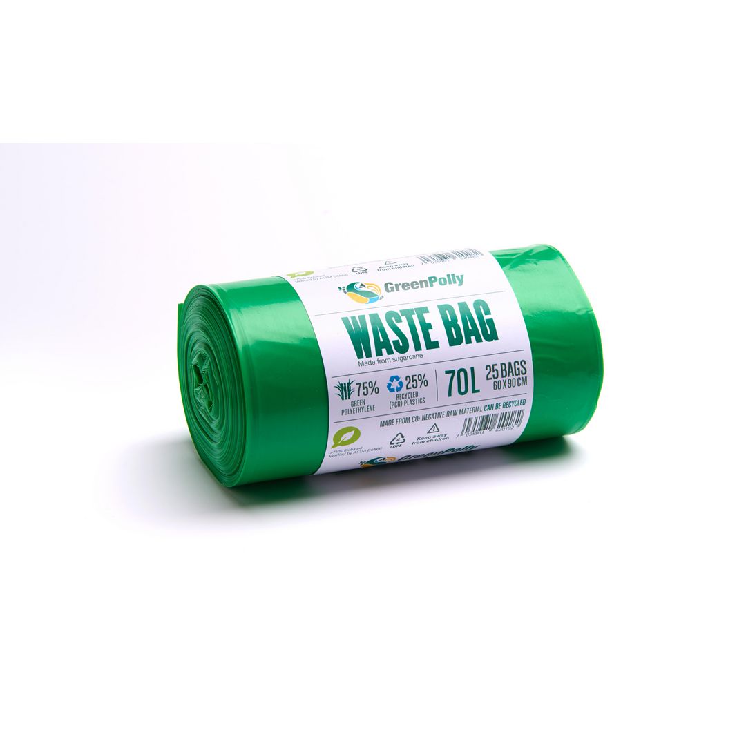 Plastsäck PE 70L 30my grön 25/rl