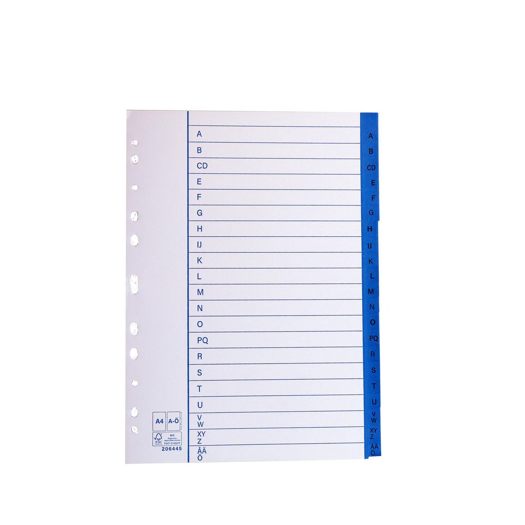 Pappersregister A4 A-Ö 10/fp