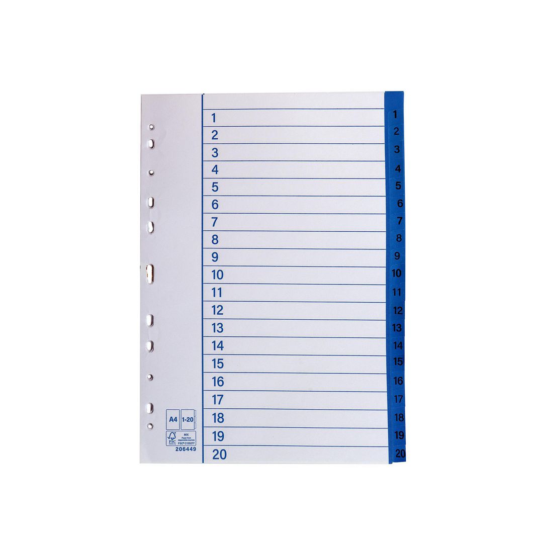 Pappersregister A4 1-20 10/fp