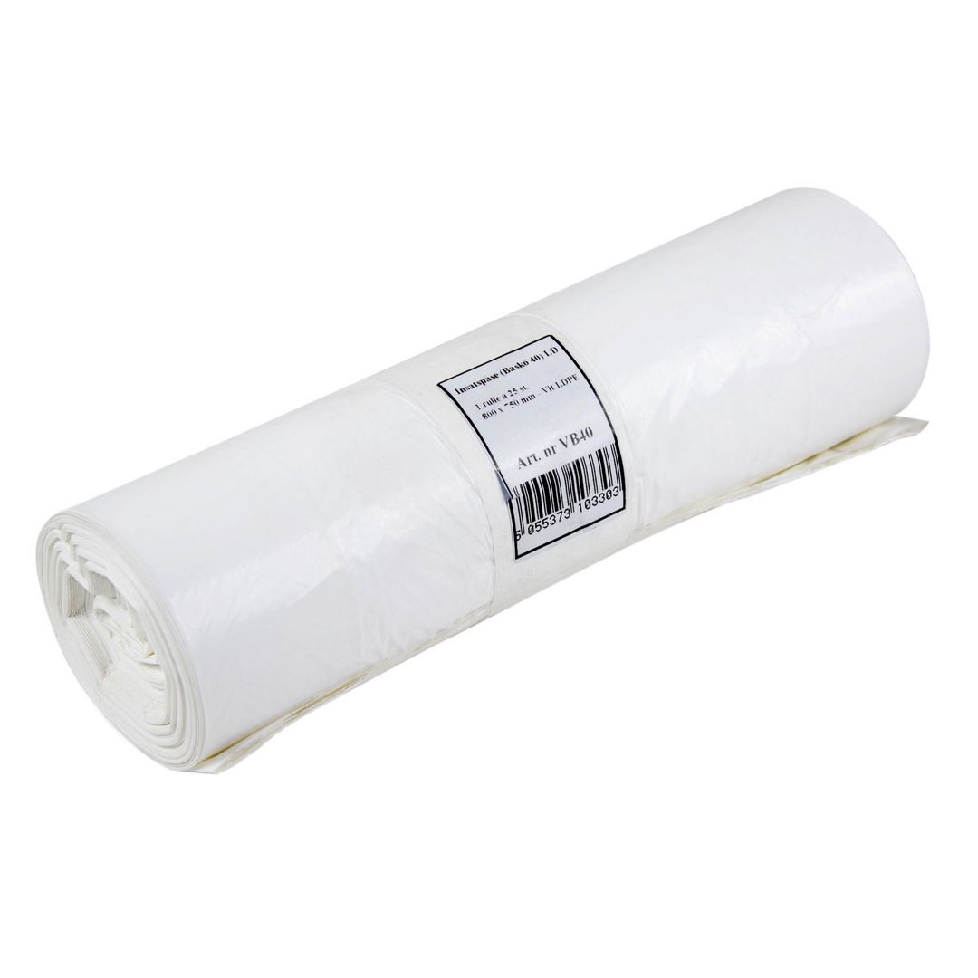 Insatspåse LD 90L 25my vit 25/rl