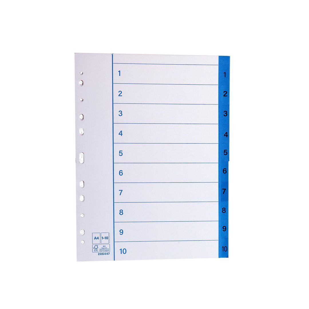 Pappersregister A4 1-10 10/fp