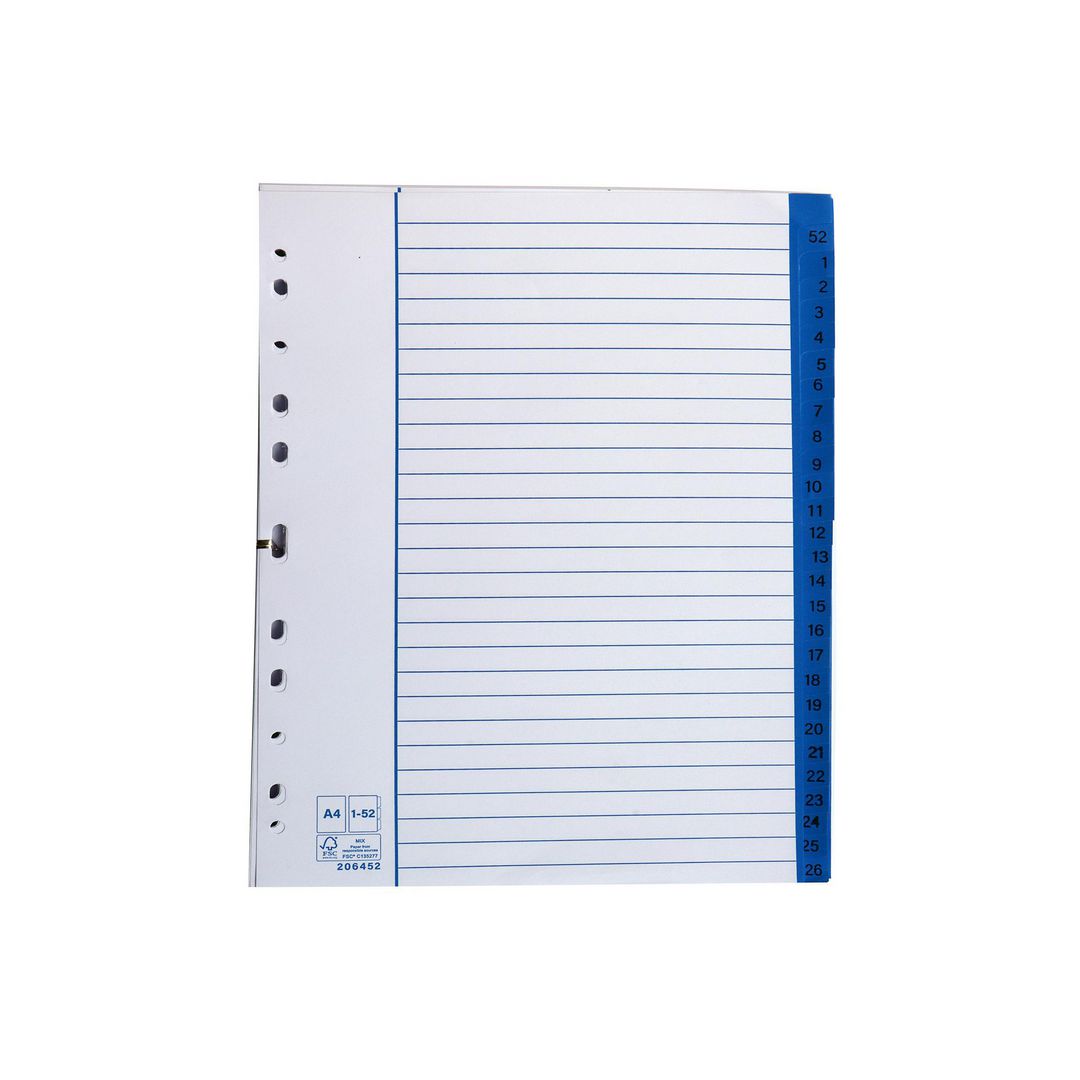Pappersregister A4 1-52 5/fp