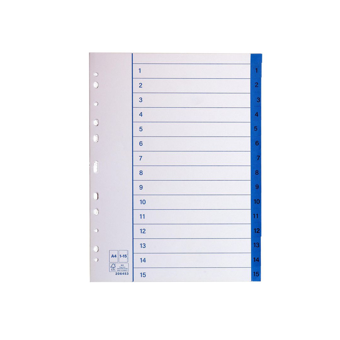 Pappersregister A4 1-15 10/fp