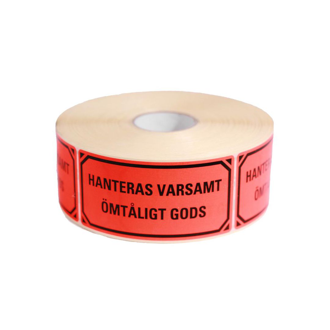 Varningsetikett Hanteras varsamt 1000/rl
