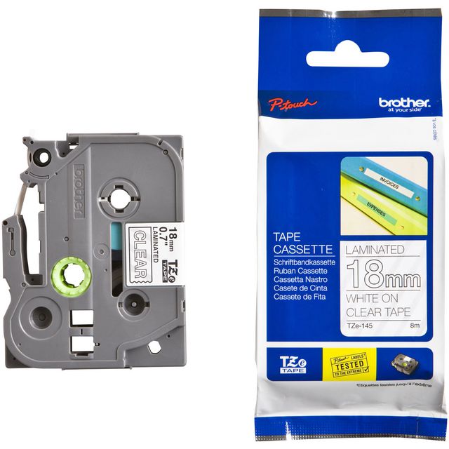 Tape BROTHER TZE145 18mm Vit på Klar