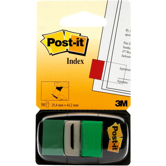 Index Post-It 25,4x43,2mm grön 50/fp (12 pack)