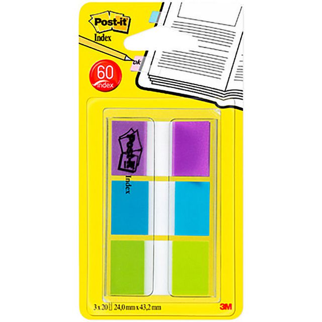 Index Post-It 25,4x43,2mm 3 färger 60/fp