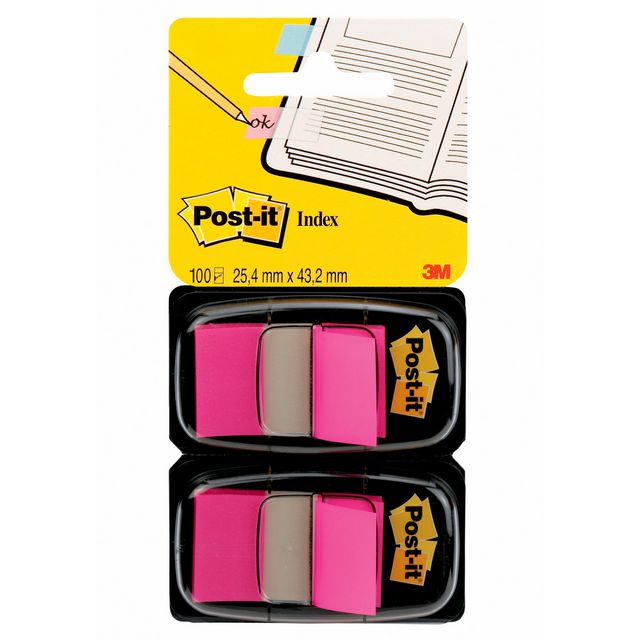 Index POST-IT 25,4x43,2mm cerise 100/fp (6 pack)
