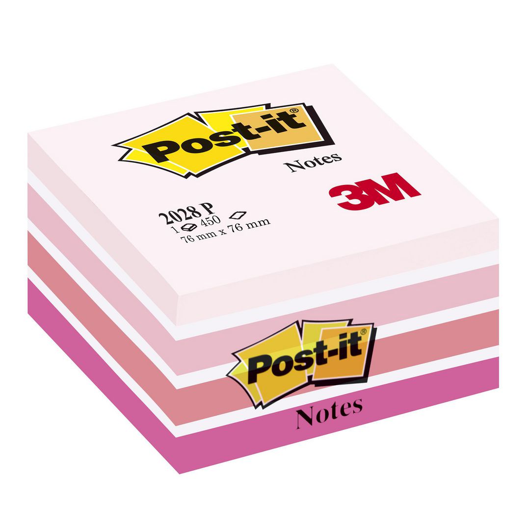 Notes Post-It kub 76x76mm rosa/vit