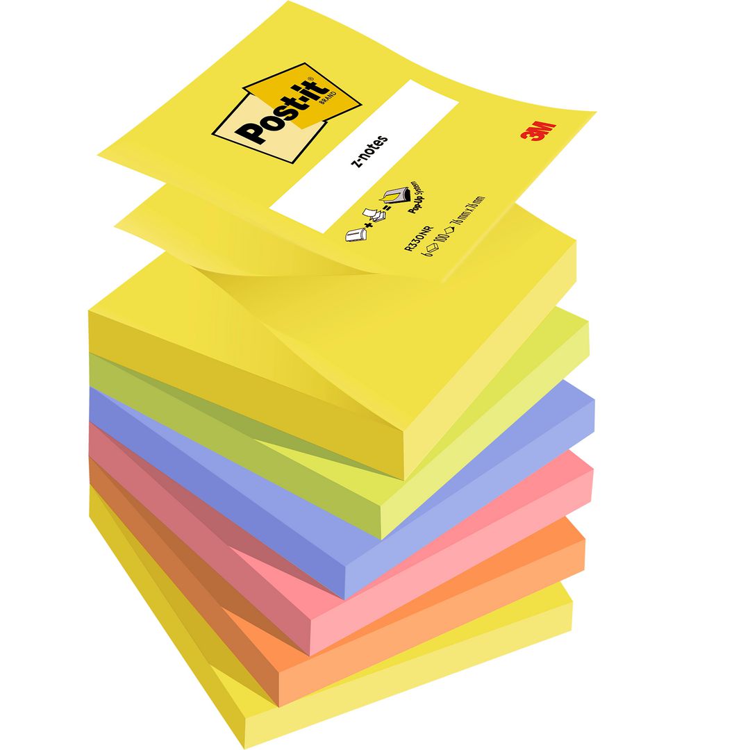 Notes Post-It Z-block 76x76mm rainbow (6 pack)