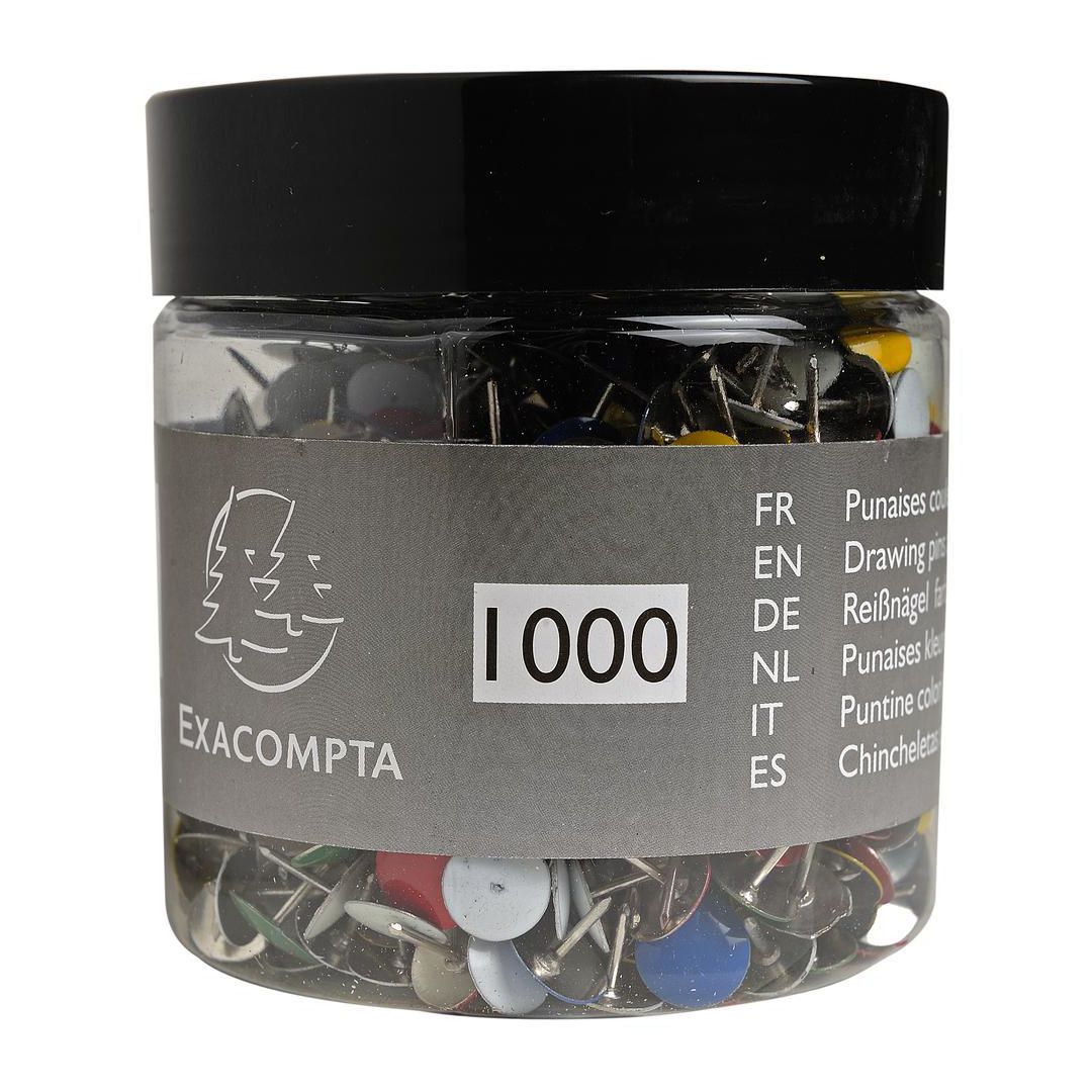 Häftstift EXACOMPTA sort.färger 1000/fp