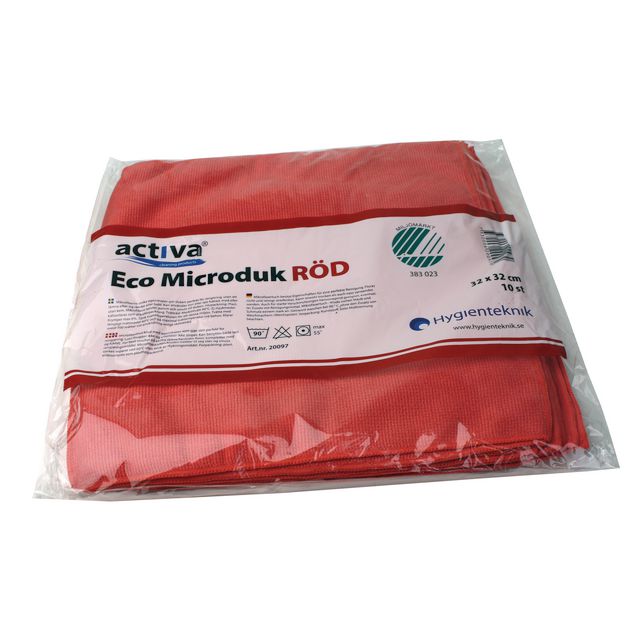 Microfiberduk ACTIVA ECO 32x32cm röd (10 pack)