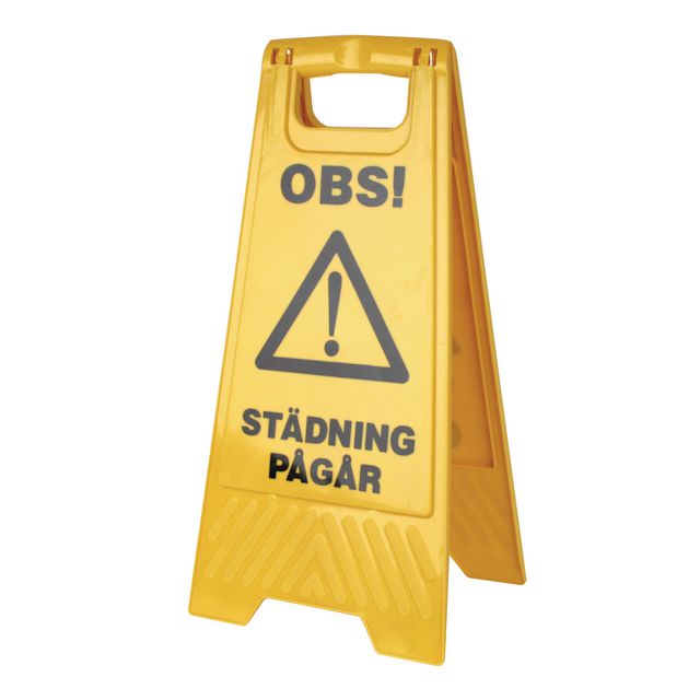Varningsskylt Städning pågår, Våta golv