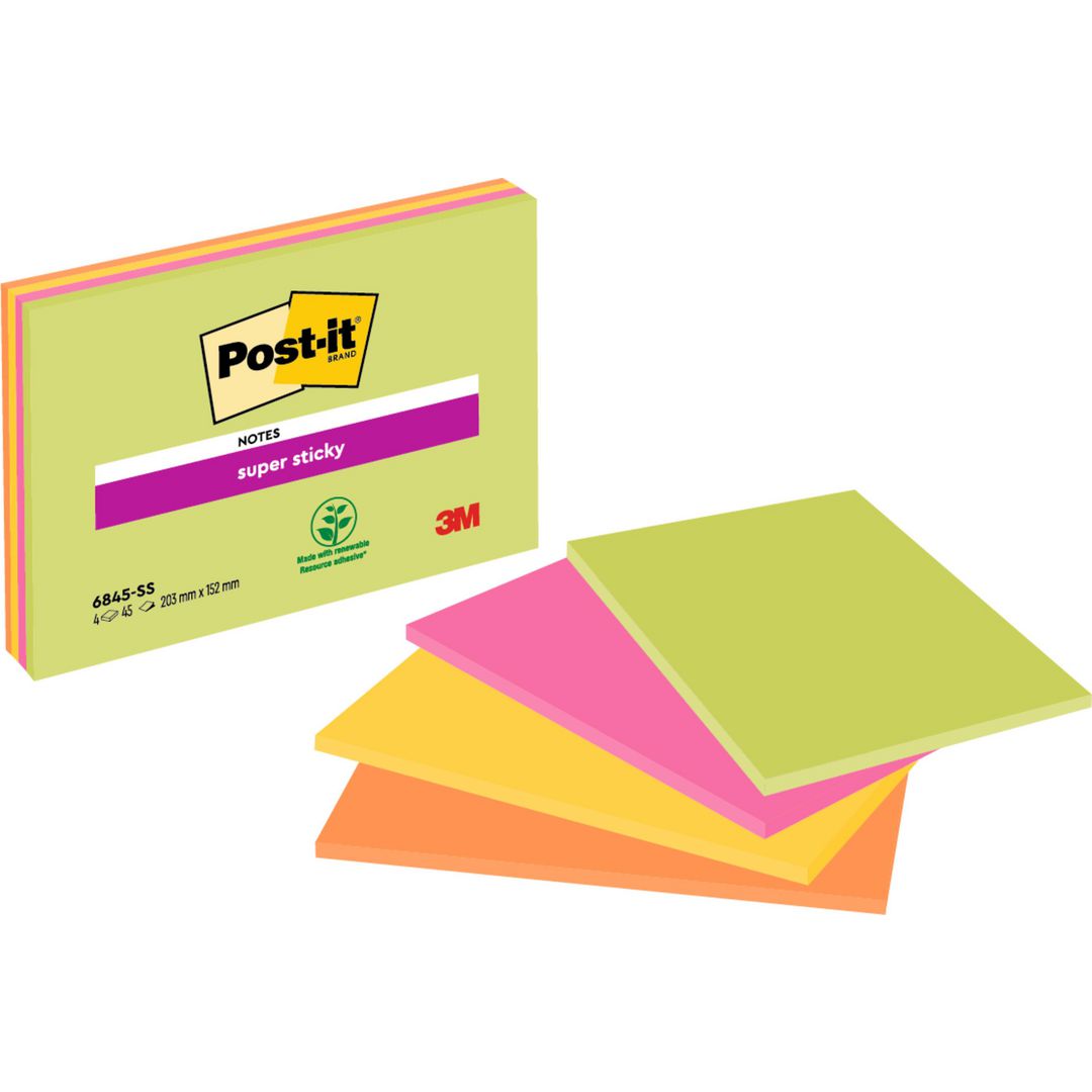 Notes Post-It SS Meeting Note 203x152mm (4 pack)