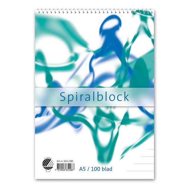Spiralblock A5 60g 100 blad linjerat (10 pack)