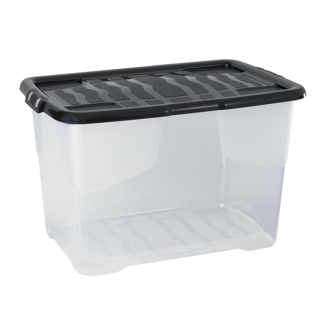 Plastlåda Strata 65L klar med lock PP