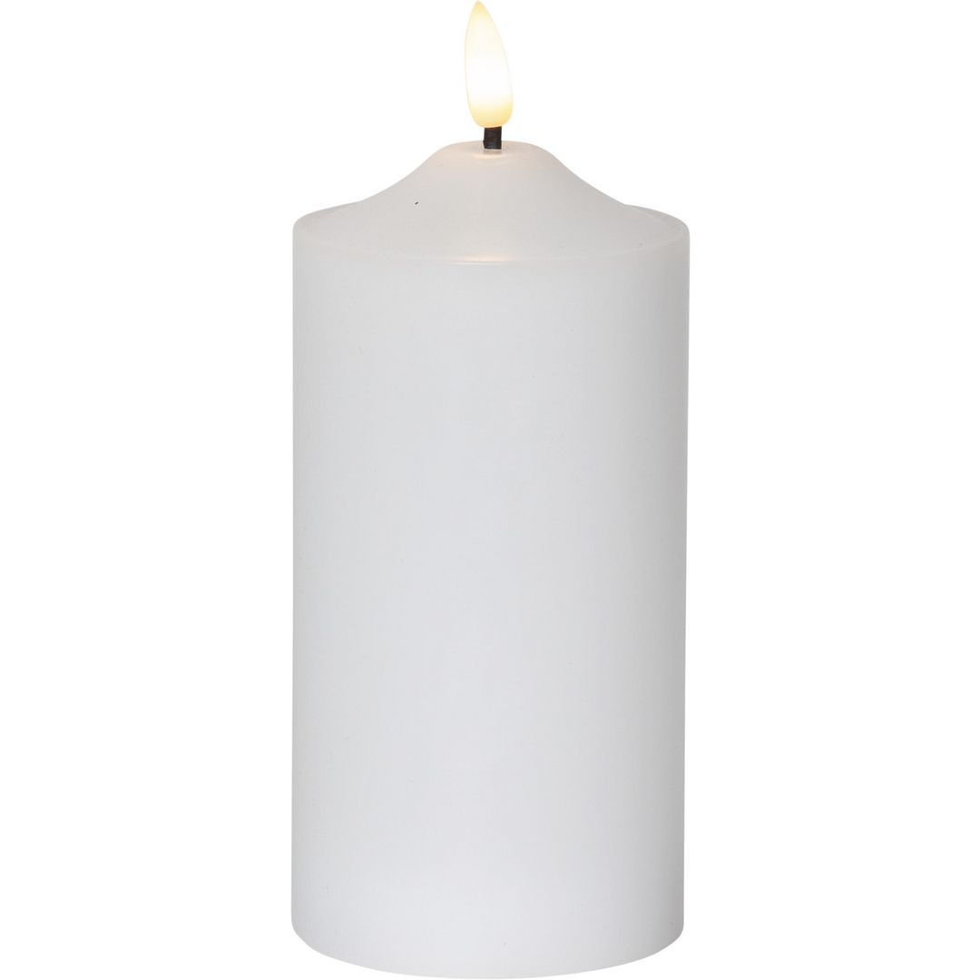 Blockljus STAR T LED Flamme 17cm vit