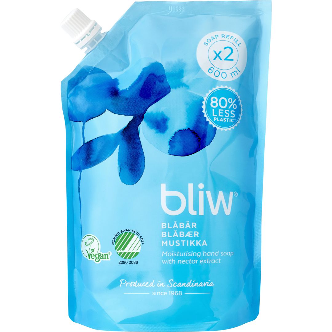 Tvål BLIW Blåbär Refill 600ml (8 pack)