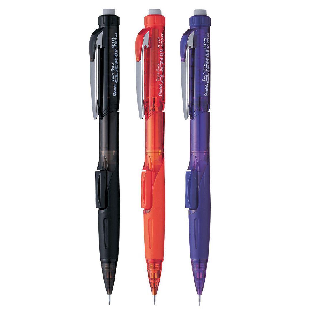 Stiftpenna Pentel Twist-Erase 0,9 svart (12 pack)