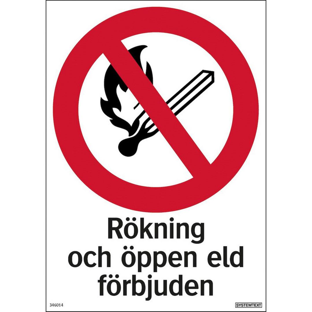 Skylt Rökning/eld förbjuden 210x297mm