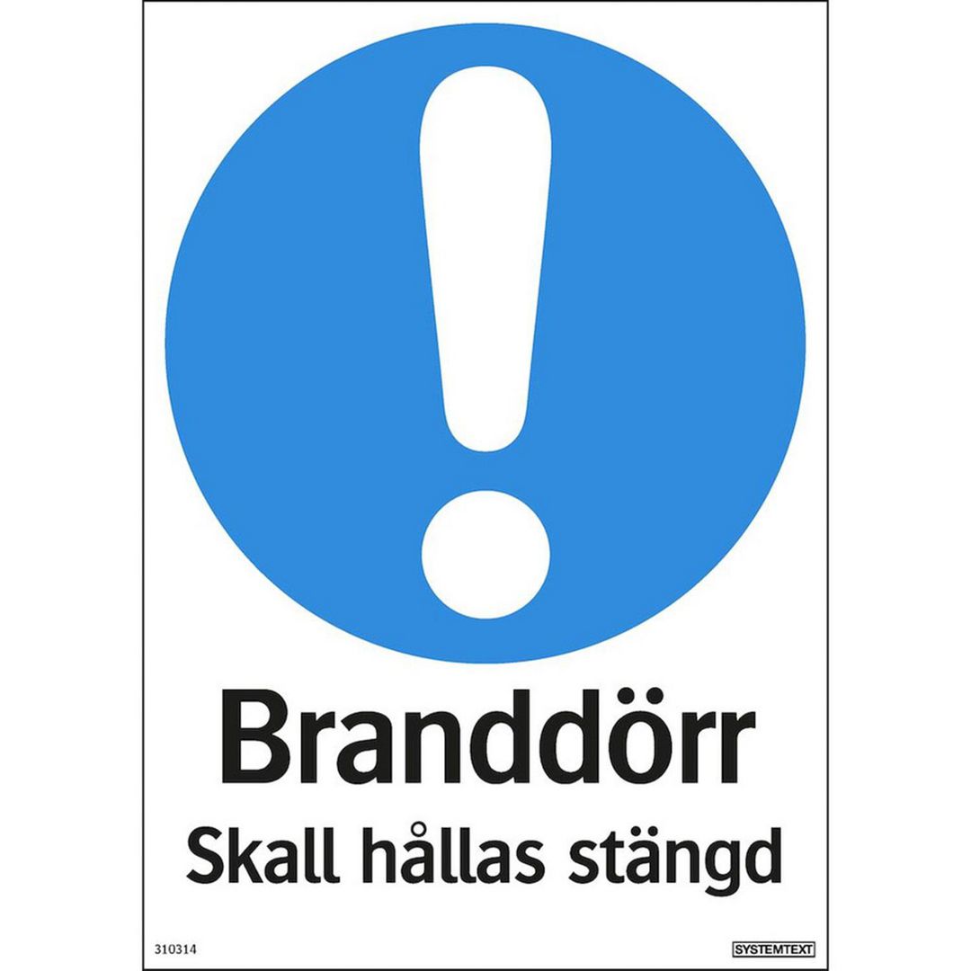 Skylt Branddörr stängd 210x297mm