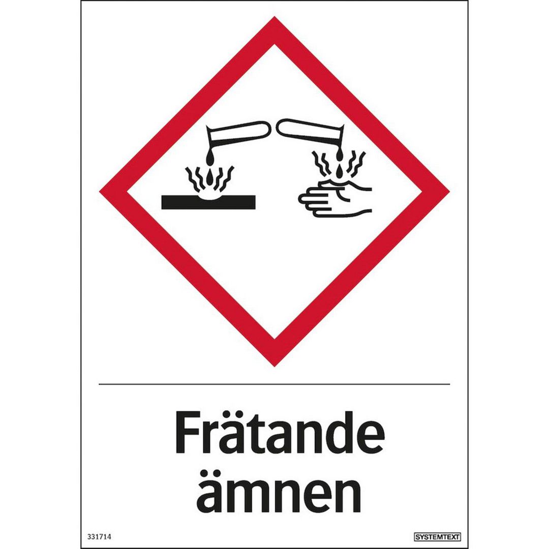 Skylt Frätande ämnen 210x297mm