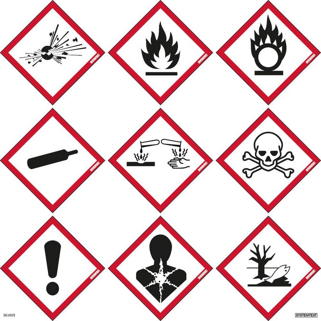 Skylt Faropiktogram CLP 9st 85x85mm