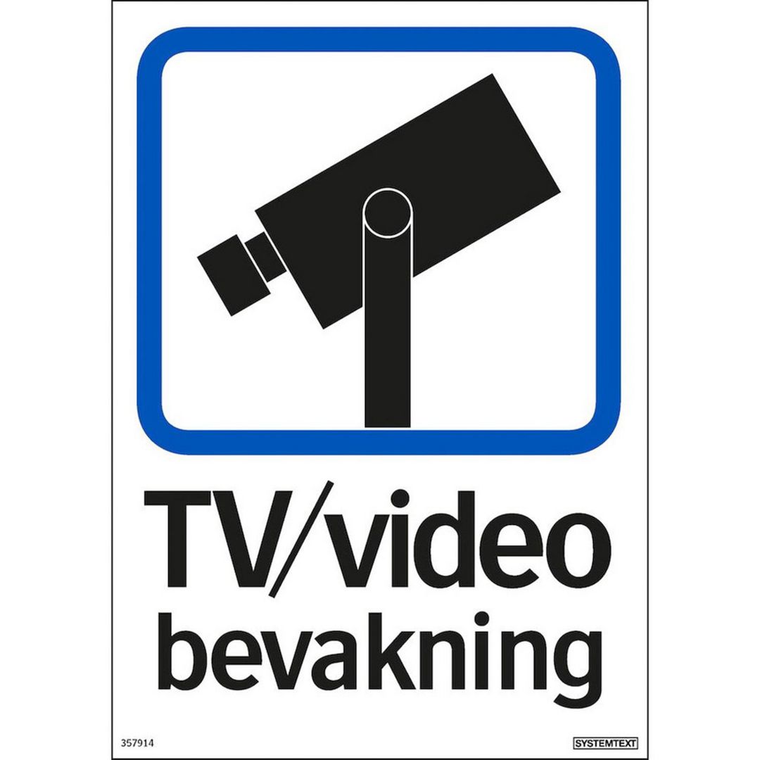 Skylt TV/video bevakning 210x297mm