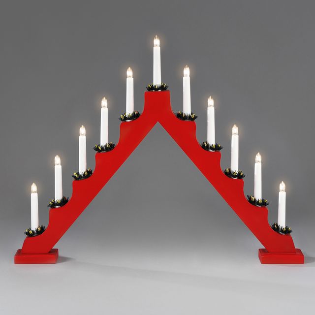 Elljusstake 11 ljus 65,5x51cm trä röd