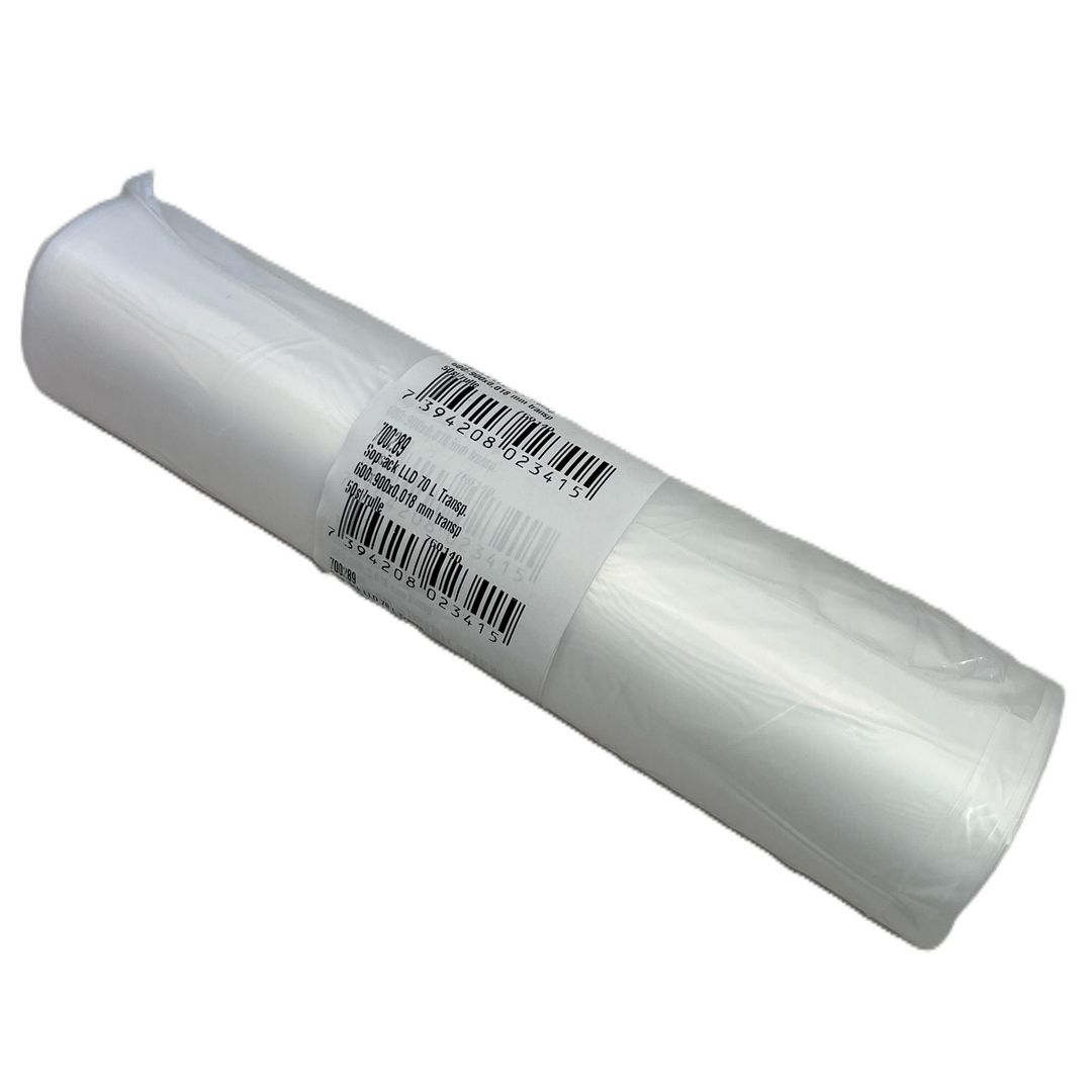 Plastsäck LLD 70L 18my transp 50/rl