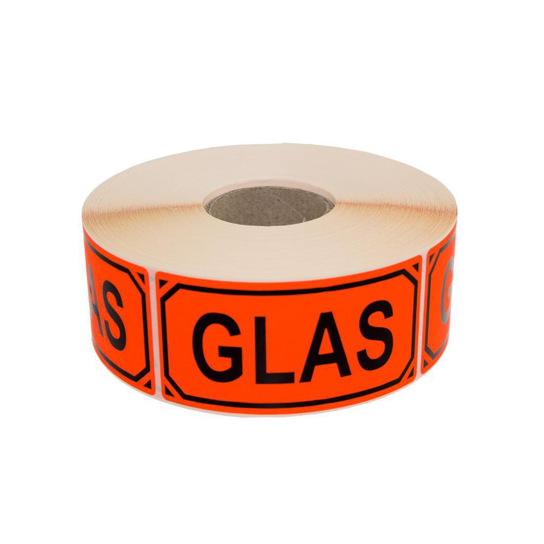 Varningsetikett Glas text 1000/rl