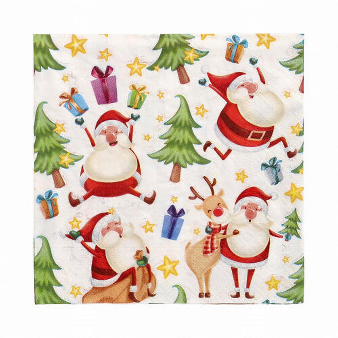 Servett Happy Santa 3-lags 33x33cm 20/fp