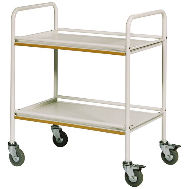 Rullbord 2 hyllplan handtag vit