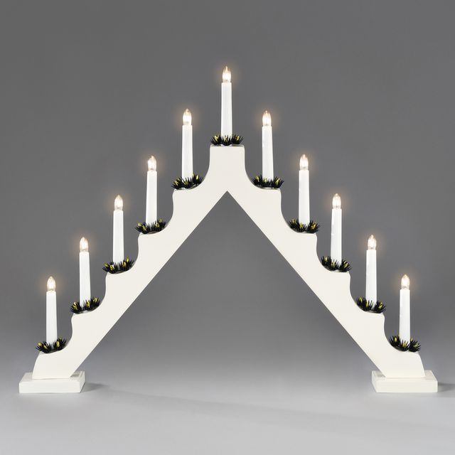 Elljusstake 11 ljus 65,5x51cm trä vit