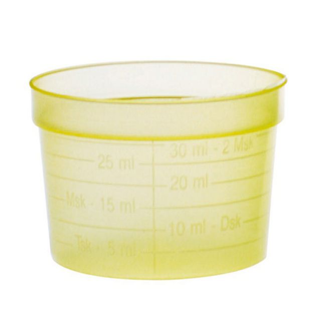 Medicinbägare bred gul lunch 30ml 50/fp