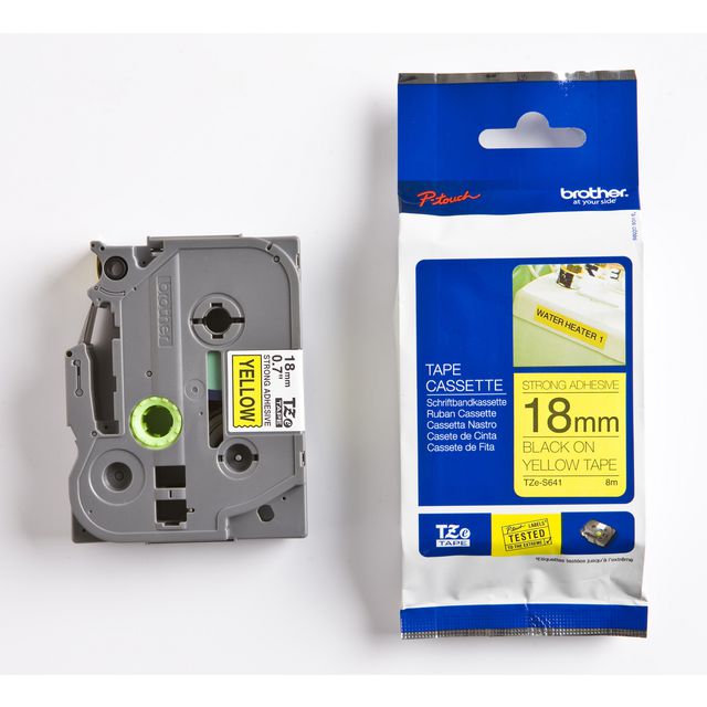 Tape Brother TZEFX641 18mm svart på gul