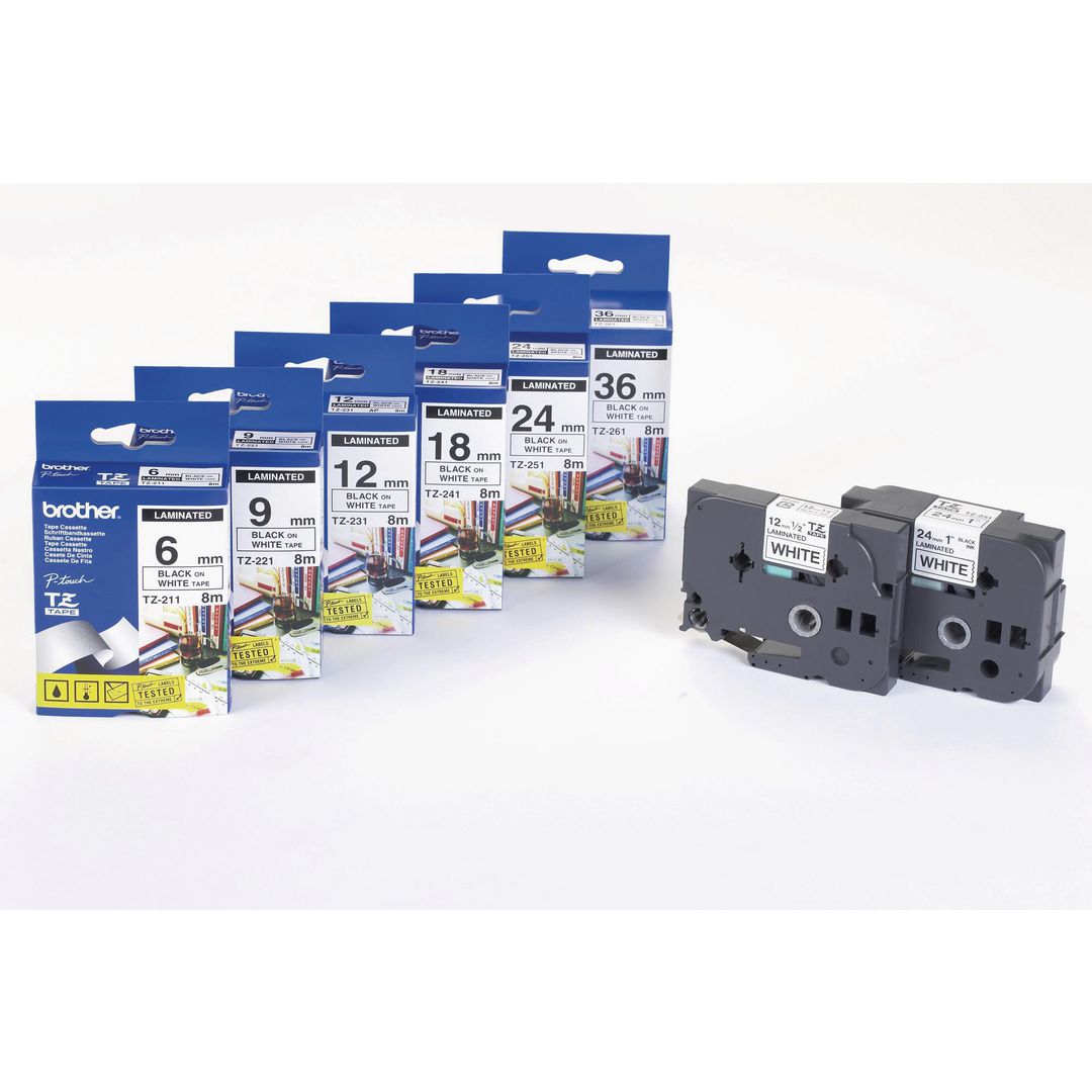 Tape BROTHER TZE315 6mm Vit på Svart